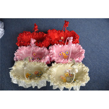 Beautiful flower bridal party lace satin decoration wedding flower girl basket